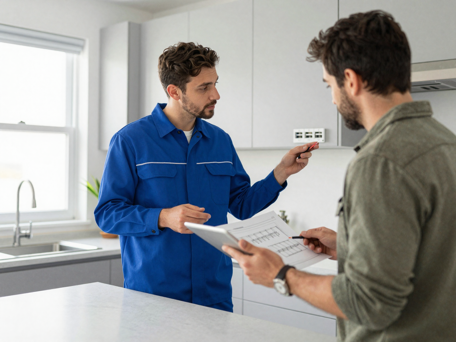 Professional electrician providing excellent service to a satisfied homeowner